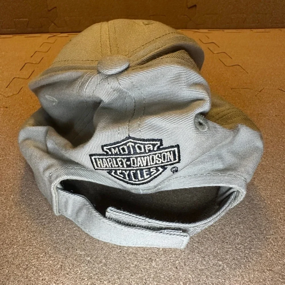 Harley Davidson Hat Mens OSFM Tan Biker Embroidered Logo Adjustable Baseball Cap